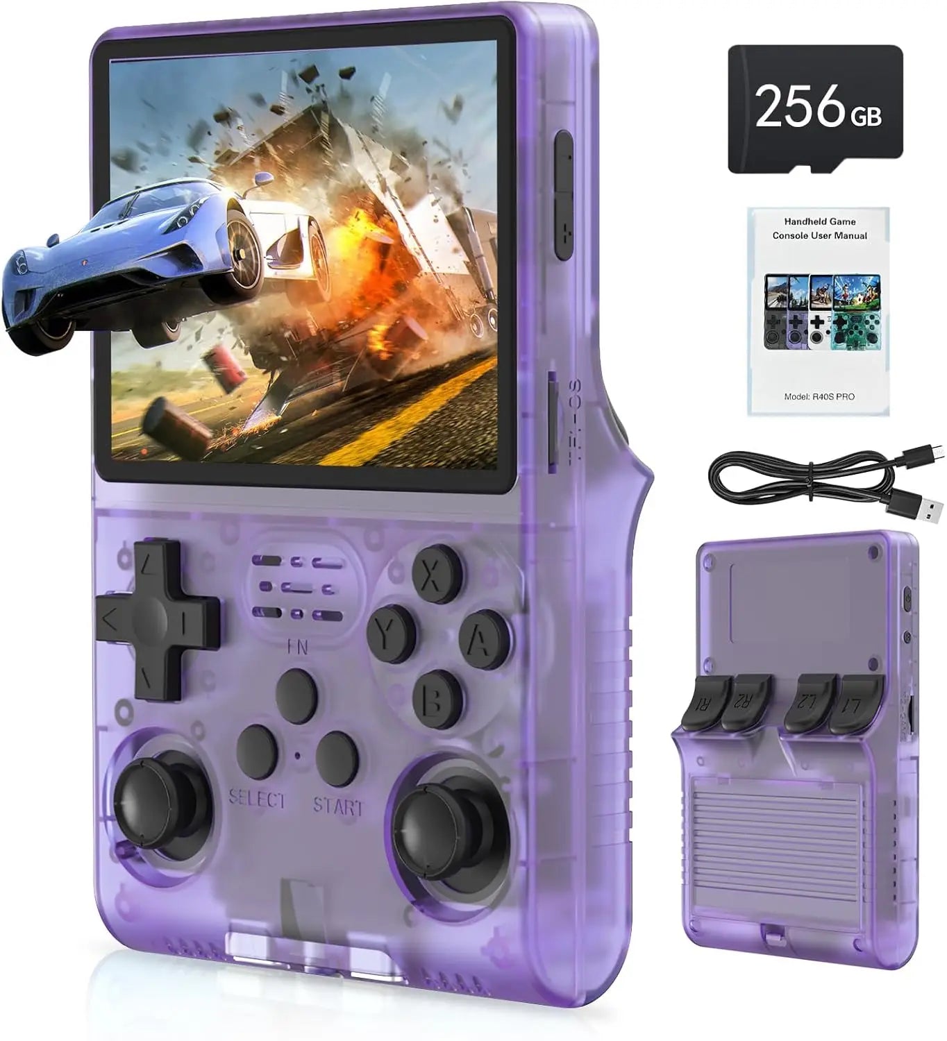 R40s pro Retro Game Console 3.5'' IPS Screen Arkos Auex Linux System 256GB 30000+ Games Portable Video Handheld Game Console