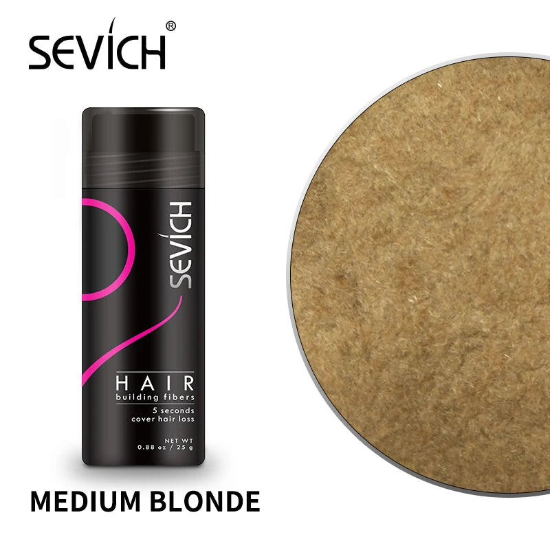 Sevich 25g Hair Building Fibers Keratin Hair Fiber Professional Instant Regrowth Powder for Men and Women Hair Loss Products