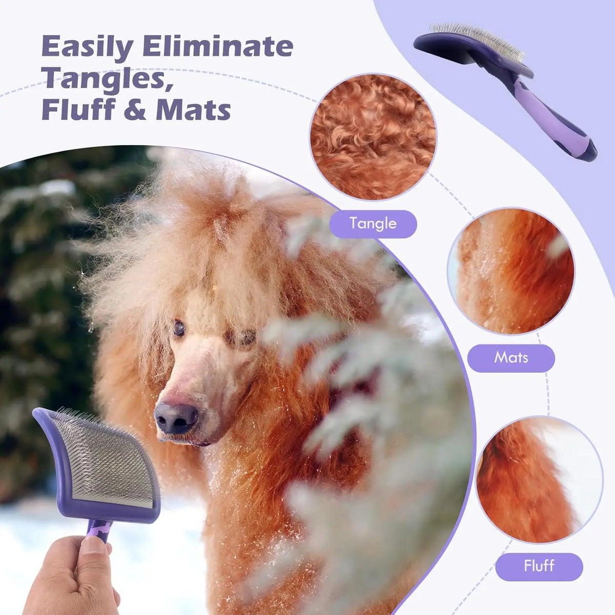 Dog Dematting Brush for Poodles & Curly Coats - Detangling Comb - photo 2