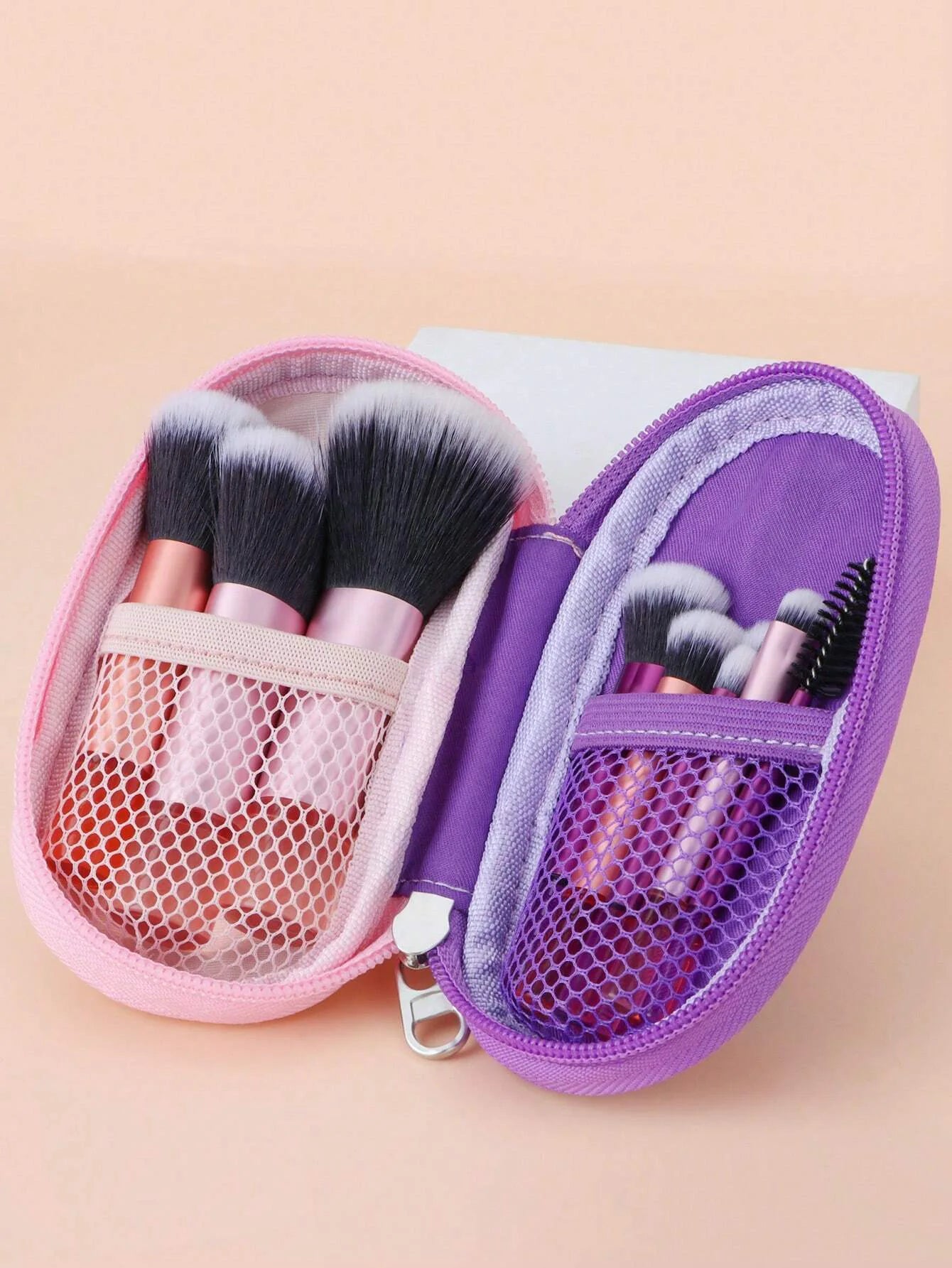 10pcs Pink Makeup Brush Set for Beginners Mini Portable Foundation Eyeshadow Brushes with Crystal Handle Includes Brush Pouch
