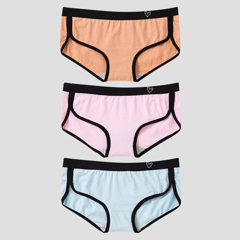 BANNIROU 3-Pack Cotton Briefs – Breathable Low-Rise Panties