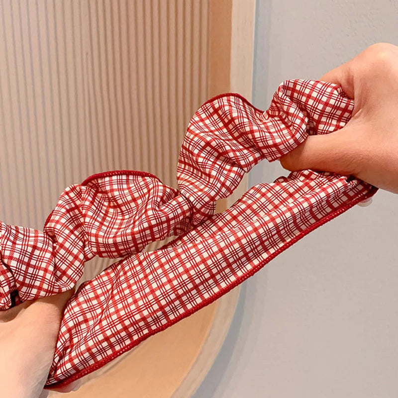 2/3pcs High End Red Cute Dot Plaid Scrunchies for Women Girls Soft Elastic Hair Ties Gentle Hair Bands Fashion Hair Accessories