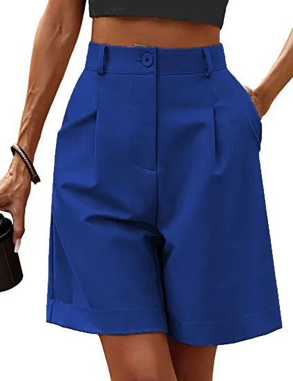 Women's High-Waist Wide-Leg Casual Shorts – Loose Slimming Straight Breathable Street Trend Five-Point Pants