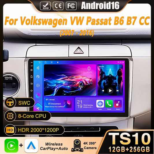 Car Stereo with Apple CarPlay & Android Auto, Compatible with VW Passat B6 B7 & CC (2007-2016)