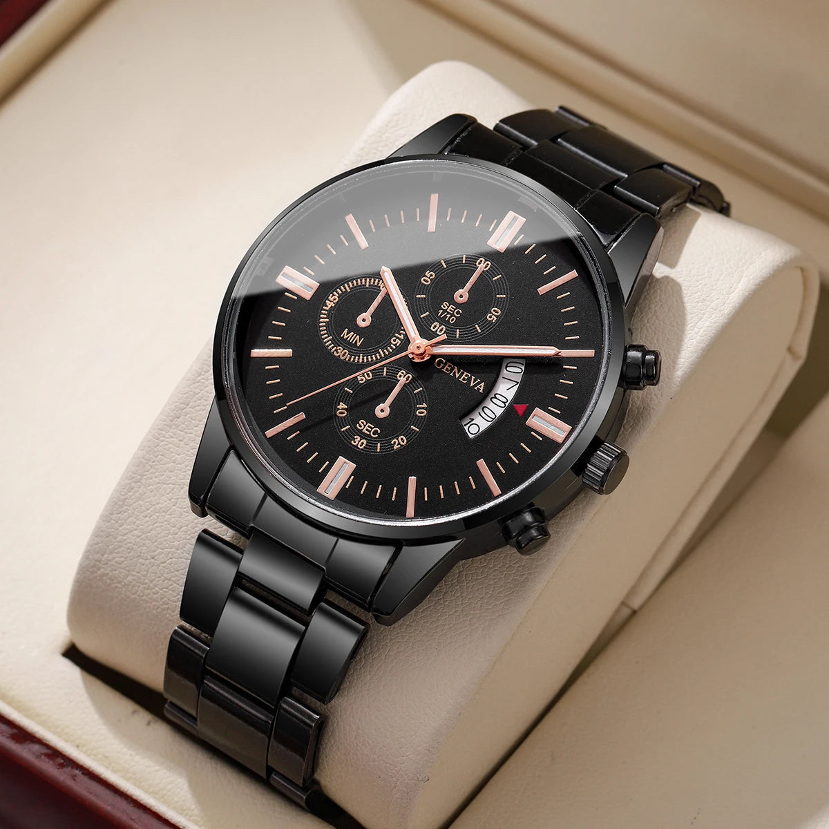 Men's Business Quartz Watch with Calendar – Classic Luxury Dress Watch, Stainless Strap