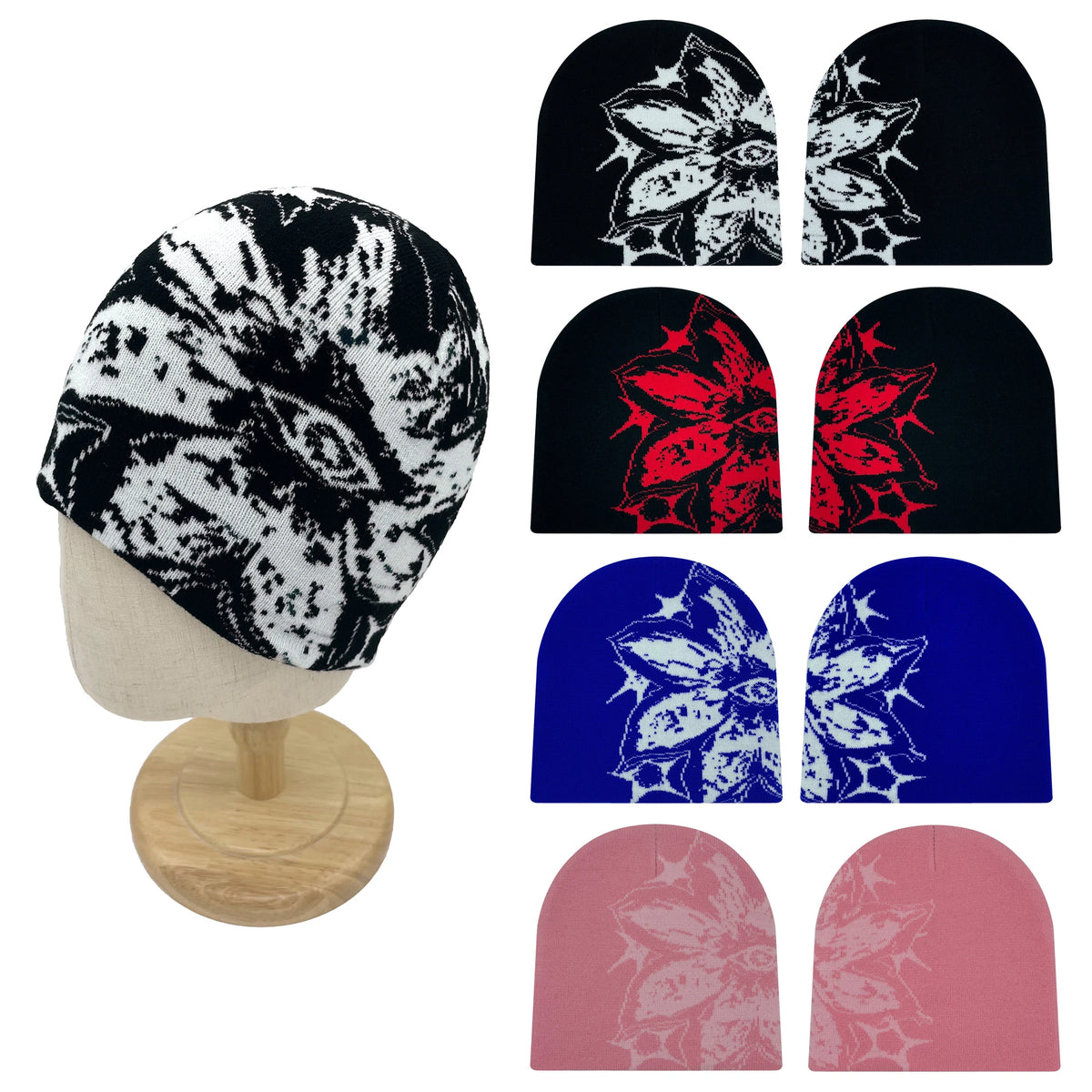 Jacquard Pattern Beanie, Unisex Knit Hat