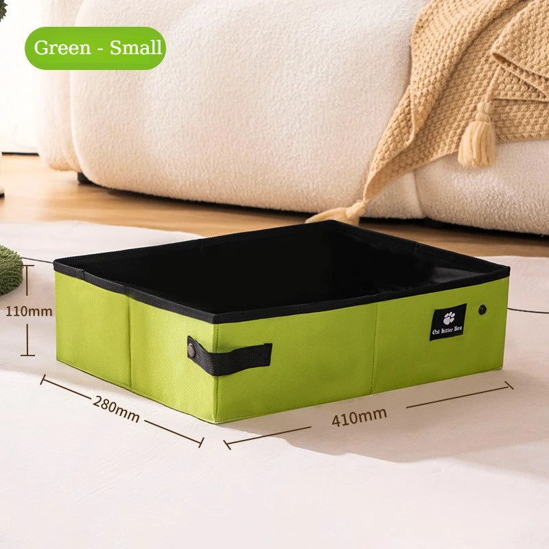 Foldable Cat Litter Box Waterproof Reusable Litter Tray Portable Travel Kitty Toilet Pet Toilet Indoor Home RoadTrip Camping Use