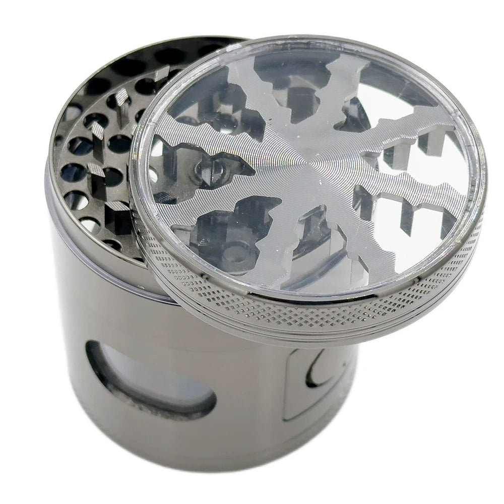 Metal Grinder Zinc Alloy Machine 60mm 4 Parts Clear Glass Window Easy Dump Crushed Herb Grinder