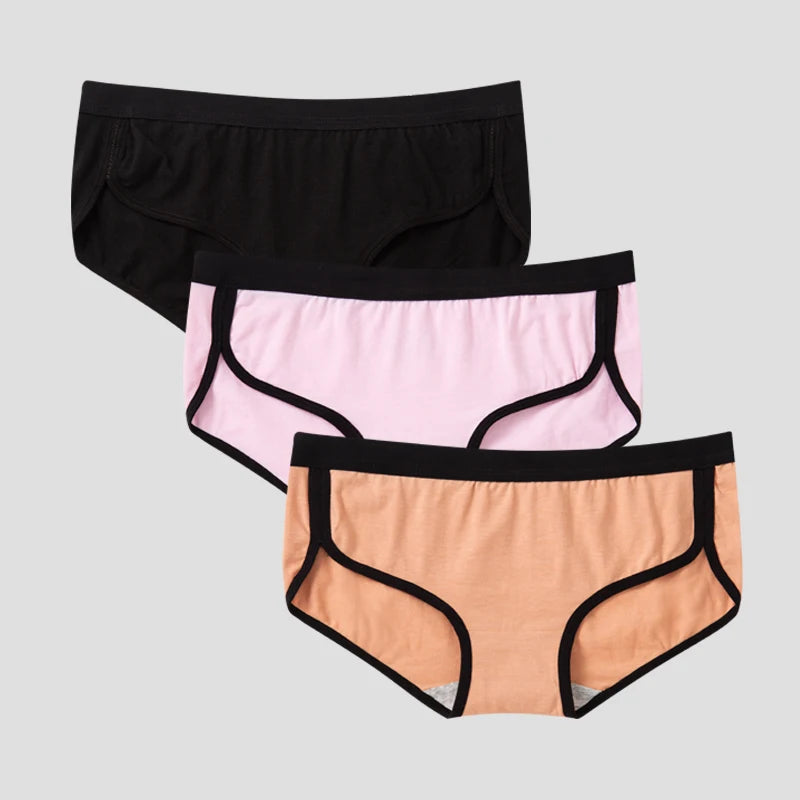 BANNIROU 3-Pack Cotton Briefs – Breathable Low-Rise Panties