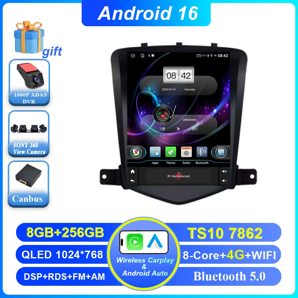 Car Stereo with Apple CarPlay & Android Auto, Compatible with Chevrolet Cruze J300