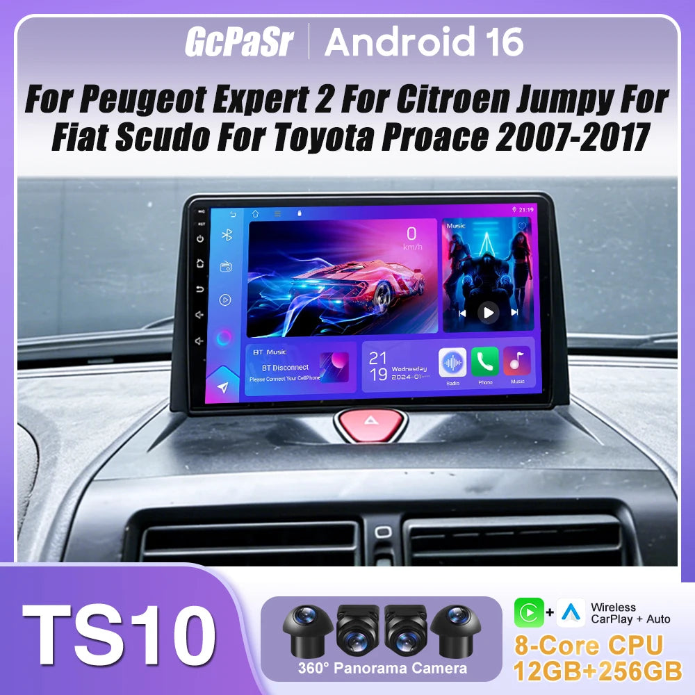 Android Car Stereo for Peugeot Expert, Citroen Jumpy, Fiat Scudo & Toyota Proace (2007–2017) — CarPlay, GPS