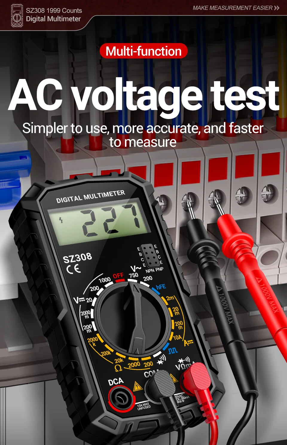 Multimeter Tester Pen Suit ANENG Multimeters 1999 Counts 24-250V Voltage Detector Meter Diagnostic Breakpoint Finder