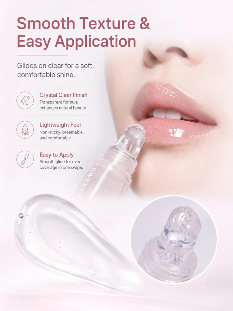 Clear Hydrating Lip Balm Transparent Lip Gloss Non-Sticky Moisturizing Lip Care for Dry Chapped Lips Women Daily Use