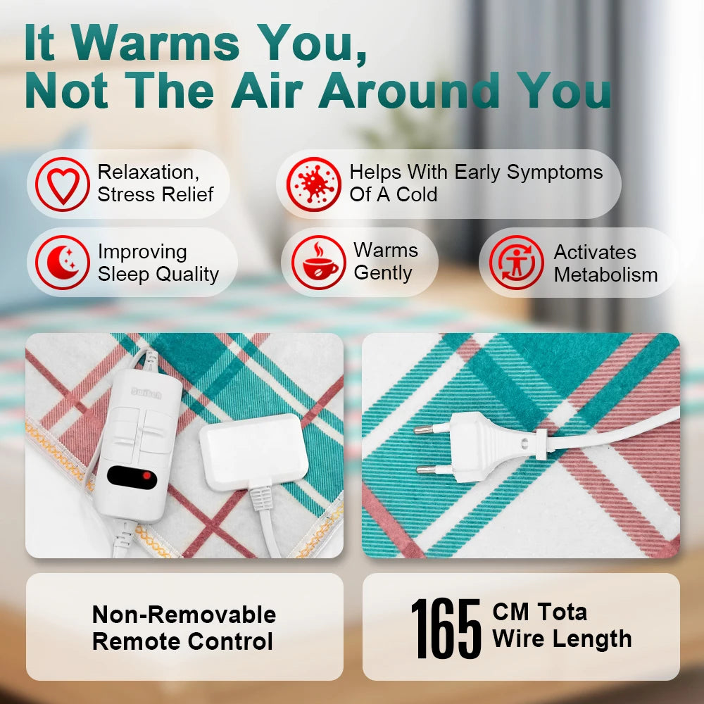 Electric Heating Blanket with Thermostat (220V, EU Plug)