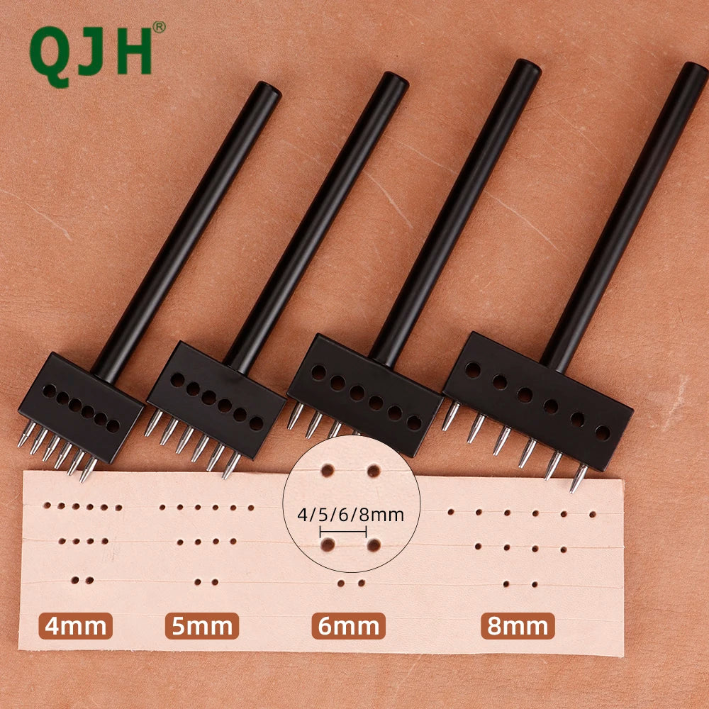 1set Leather Belt Hole Punching Tool, DIY Round Hole Puncher, Leather Craftwork Circle Hole Making Tool, Spacing 4/5/6/8mm