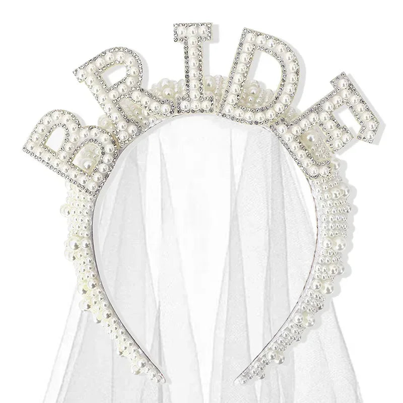 Bride to be Pearl crown Headband Bach Bachelorette hen Party Bridal Shower wedding engagement rehearsal dinner Decoration Gift