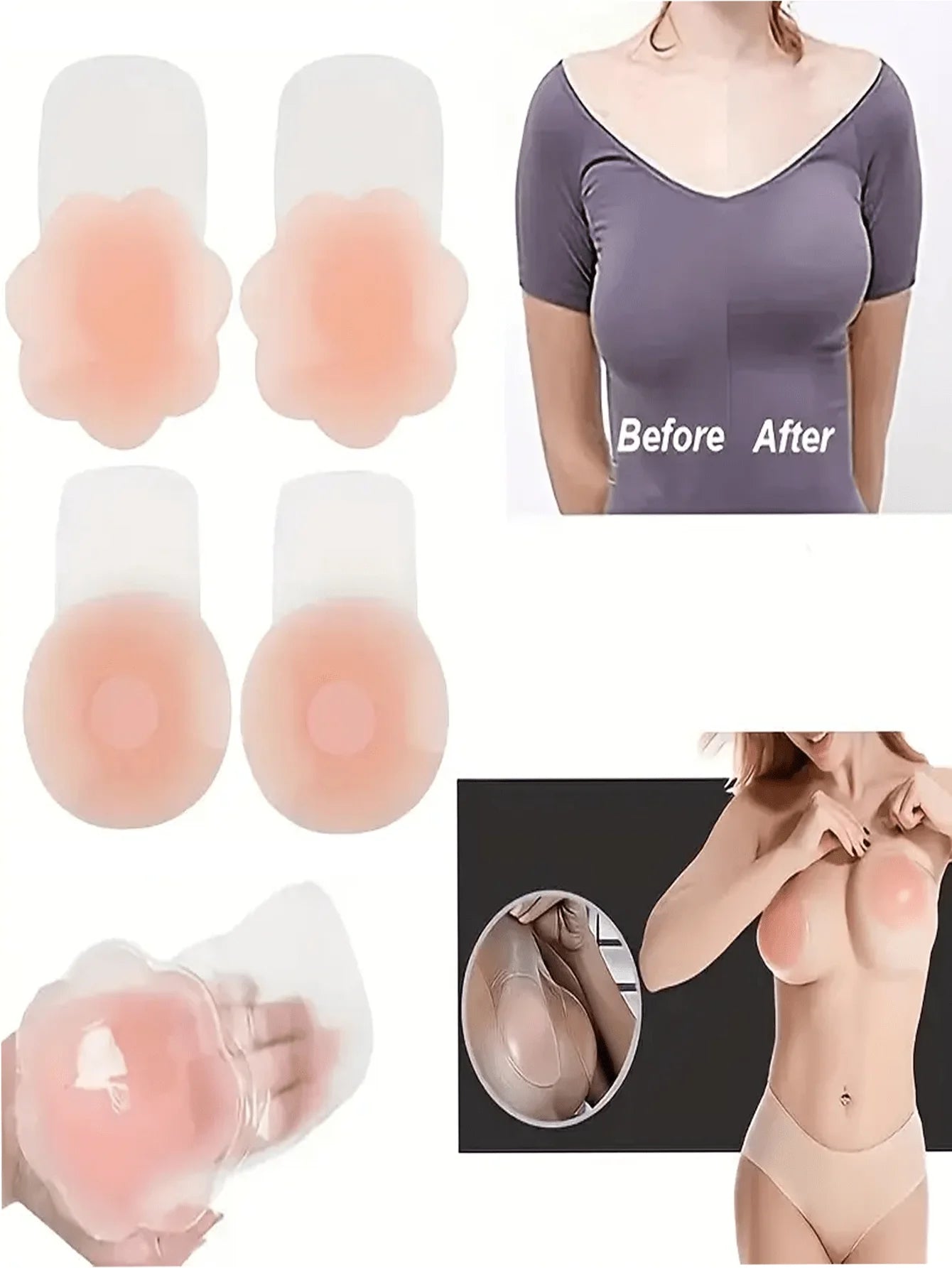 2pcs Invisible Silicone Nipple Patches - Sexy, Washable Chest Pasties With Anti-Glare & Lifting Effect,