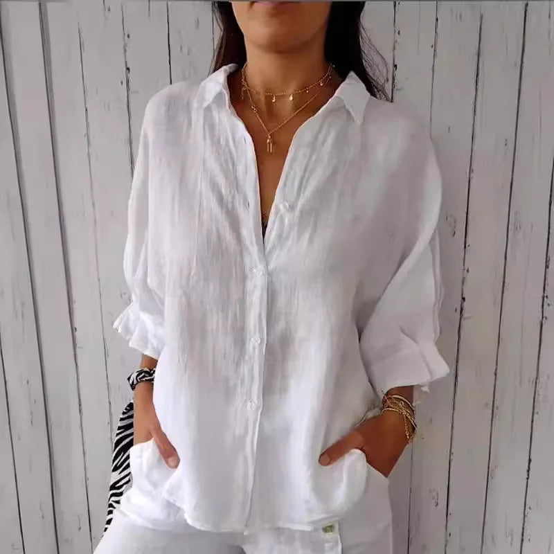 Women's Cotton-Linen T-Shirt — Loose Casual Short-Sleeve Summer Top