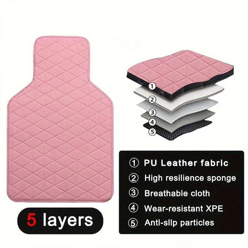 4-piece waterproof PU leather car floor mat - durable and fashionable, all-weather protection, easy to clean, enhances interior