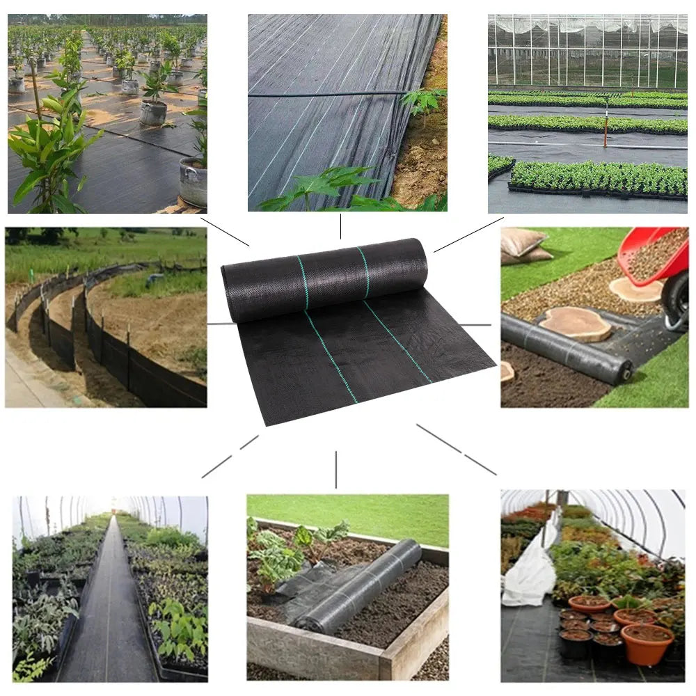 19.6in x16.4ft Weed Barrier Landscape Fabric Black Woven Sheet UV Tear Resistant Ground Cover Gardening Mat for Driveway Control