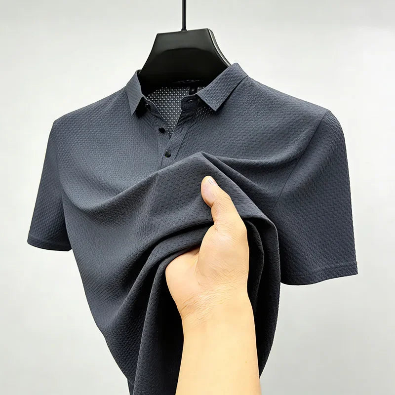 Men's Waffle-Knit Polo - Lightweight Breathable, Summer Base Layer