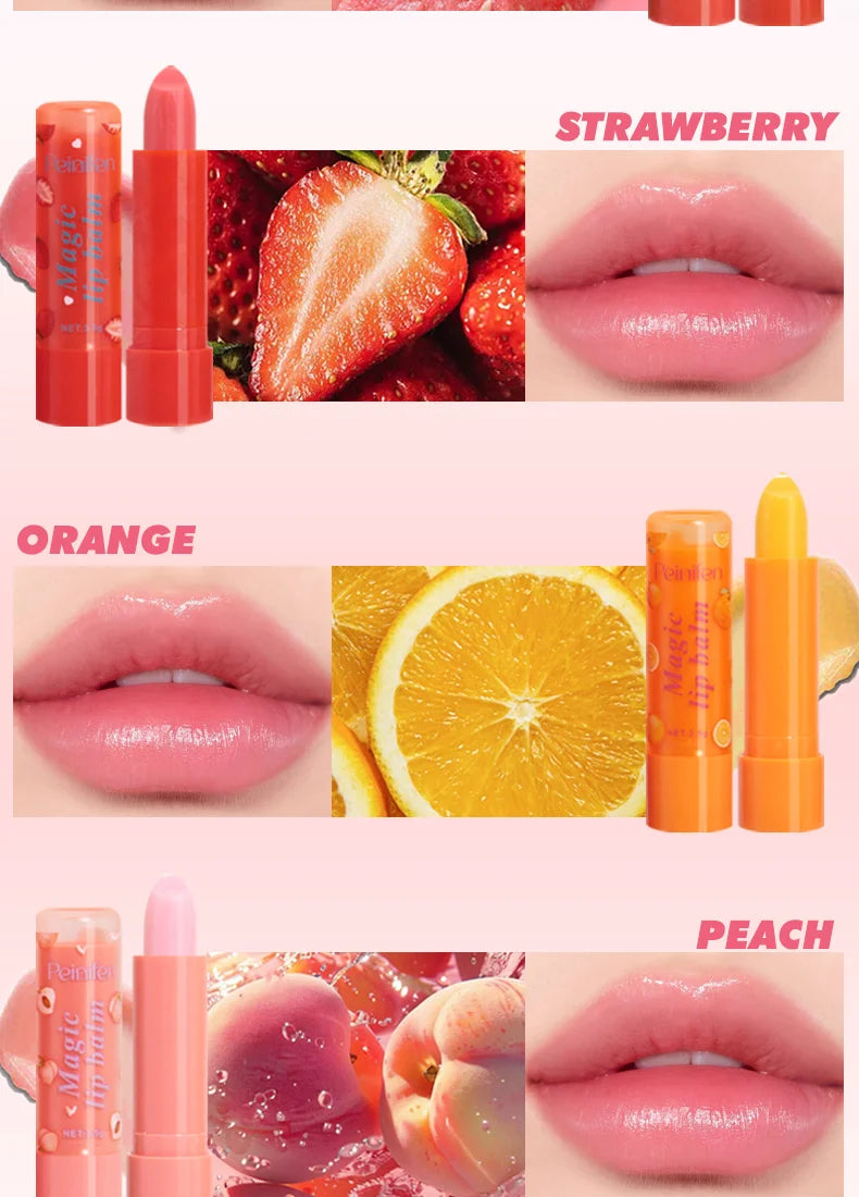 6Pcs Fruit Flavor Lip Balm Set Peach Strawberry LongLasting Moisturizing Lip GlossTransparent Shiny Non StickyHydrating Lip Care
