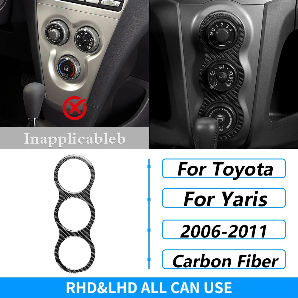 For Toyota Yaris 2006-2011 Carbon Fiber Central Control AC CD Air Outlet Gear Shift Panel Cover Trim Set Car Accessories Sticker