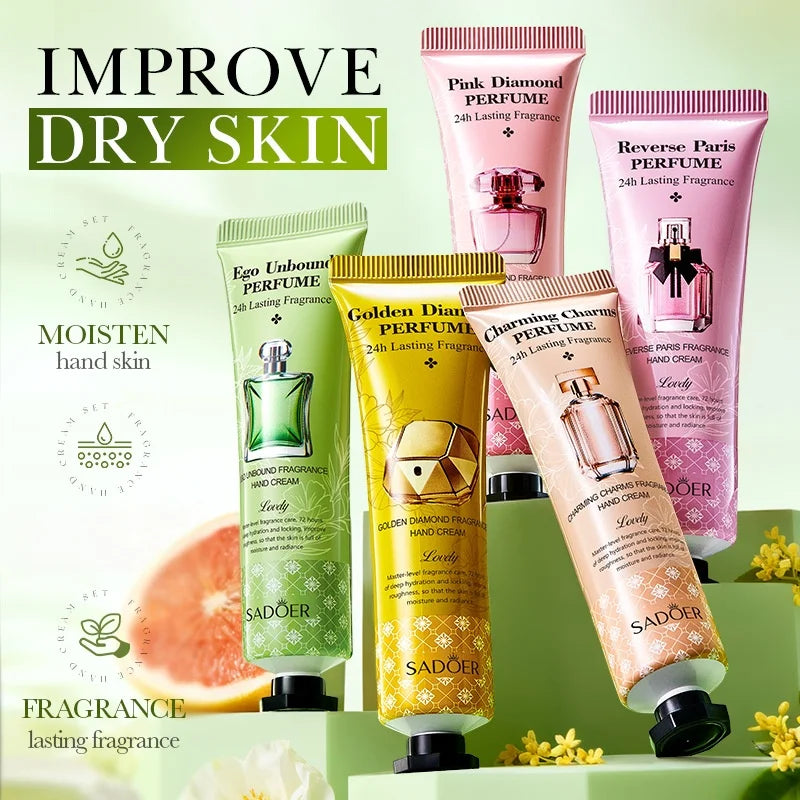 5-Piece Hand Cream Set, Five Styles to Choose from (Golden Diamond Fragrance Hand Cream 30g, Charming Charm Fragrance Hand Cream 30g, Unbounded Fragrance Hand Cream 30g, Paris Reverse Fragrance Hand Cream 30g, Pink Diamond Fr