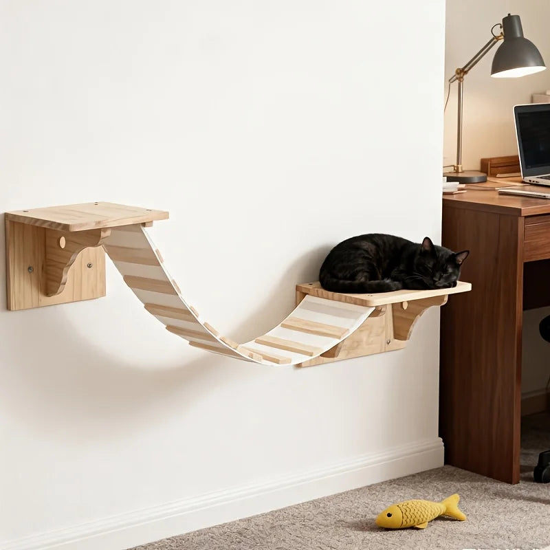 Cat Wall Climbing Set - 2 Shelves & Bridge Ladder