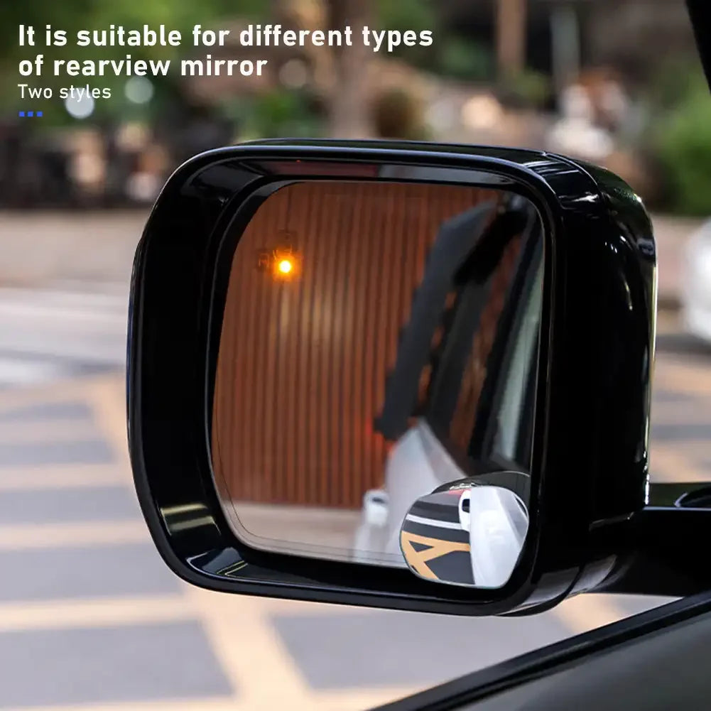 2PCS 360 Degree Adjustable Angle HD Glass Blind Spot Mirrors Car Rearview Mirrors Frameless Wide-angle Rearview Mirrors