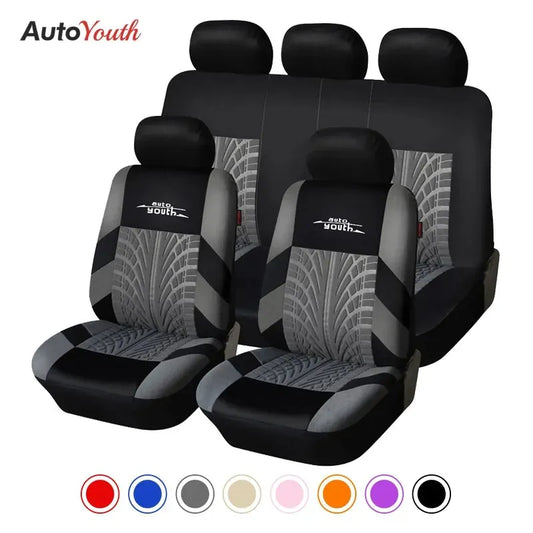 AUTOYOUTH Embroidered Car Seat Covers, Universal Full Set