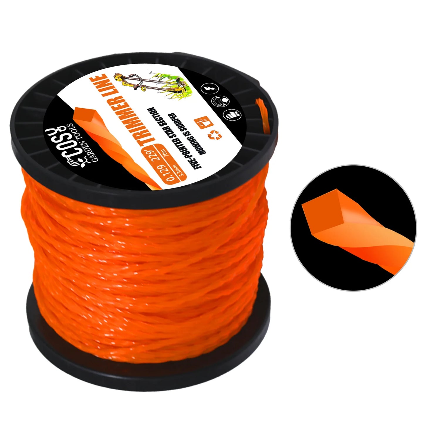 TSES 2.0~4.0mm Twisted Trimmer Line Heavy Duty Weed Whacker Line Weed Eater Line Strimmer Line for Lawn, Garden