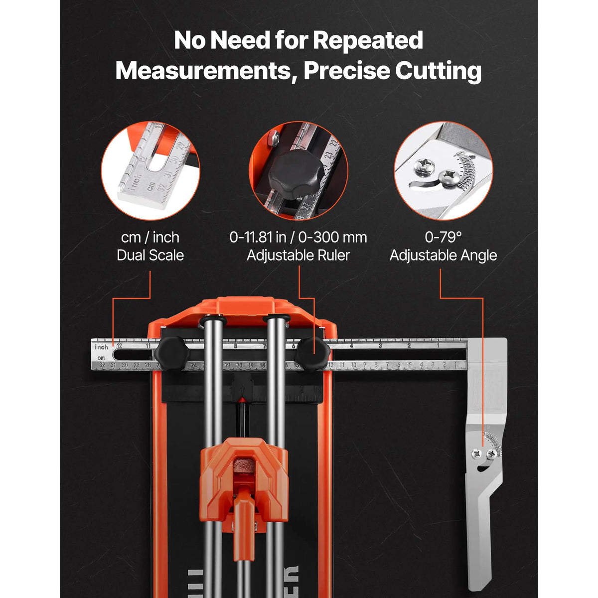 17in Manual Tile Cutter, Double Rail Tungsten Carbide Wheel
