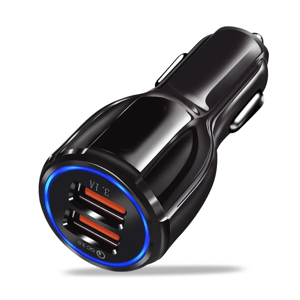 Car Charger 18W 3.1A Dual USB Fast Charging QC Phone Charger Adapter For iPhone 12 11 Pro Max 6 7 8 Xiaomi Redmi Huawei Samsung