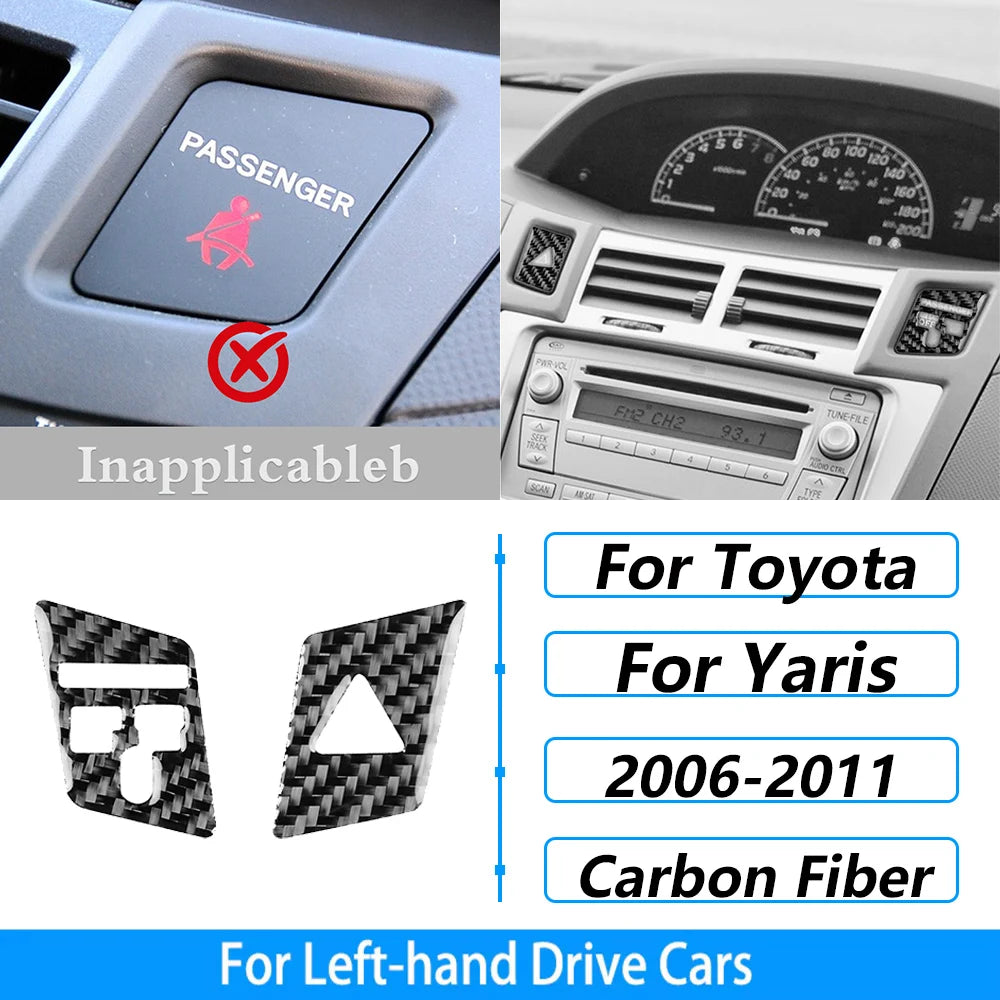 For Toyota Yaris 2006-2011 Carbon Fiber Central Control AC CD Air Outlet Gear Shift Panel Cover Trim Set Car Accessories Sticker