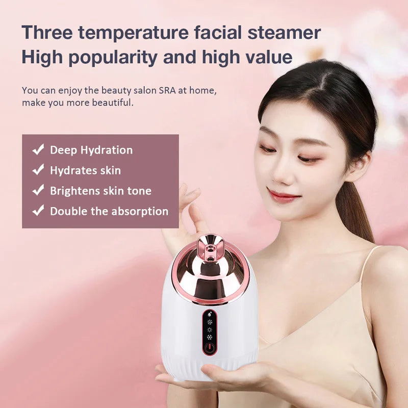 Face Steamer Nano Mist Sprayer Hot Warm Cool Nebulizer Facial Sauna Humidifier Small Hydrating Open Pore Cleaning Face Care
