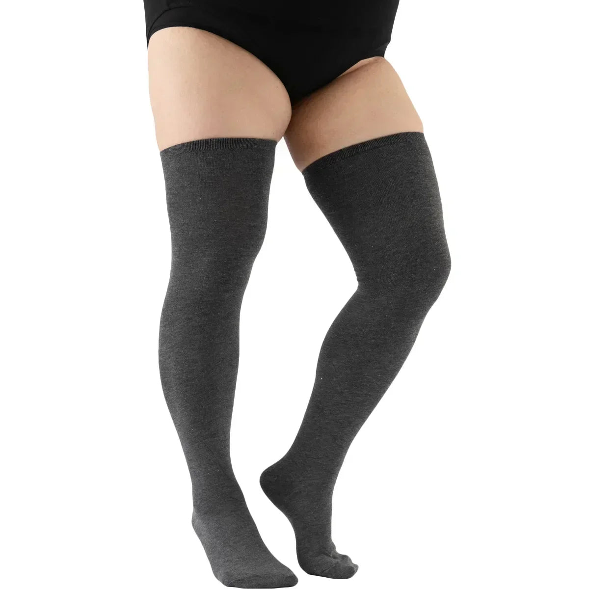 Women's Plus Size Striped Thigh High Socks