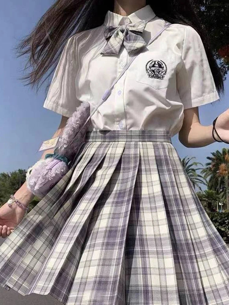 ZOKI Plaid Pleated Mini Skirt – Bow Knot High Waist Preppy Style | Harajuku Aesthetic Women's A-Line Dance Skirt | S-XXL