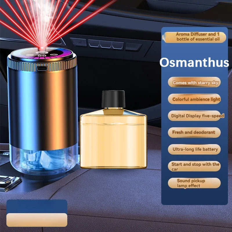 Smart Car Air Freshener & Perfume Diffuser - Rechargeable 5-Level Adjustable Starlight LED Car Gadgets