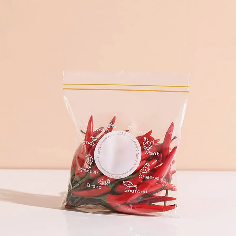 50PCS Reusable Double Seal Ziplock Bags – Food-Grade BPA-Free Clear Storage with Labeling Area | 10.63×11.02in
