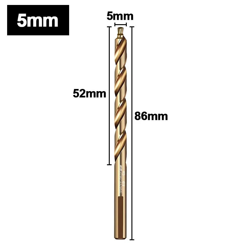 M35 Step Twist Drill, Cobalt Content Straight Shank Drill (3-13mm), For Iron, Stainless Steel, Steel Drilling