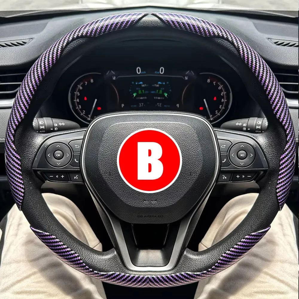3PCS Car Steering Wheel Cover Warm Winter 38cm Round Steery Wheel Universa Glossy Laser Carbon Fiber Auto Interior Accessories