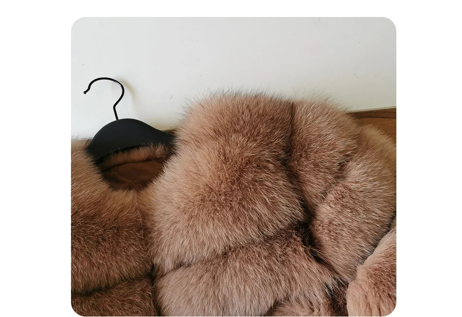 Women's Fox Fur Coat with Detachable Sleeves