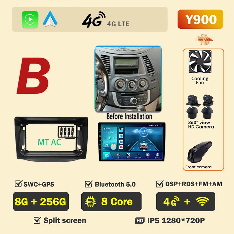Android 16 Car Radio Player For Mitsubishi Grandis 1 2003 - 2011 Auto GPS Navigation Carplay Bluetooth DSP Wifi 5G NO 2din DVD