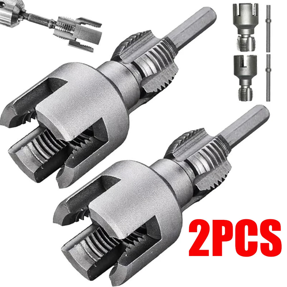 2-Piece PVC Pipe Threading Tool — Internal and External Thread Cutter for Electric Drill