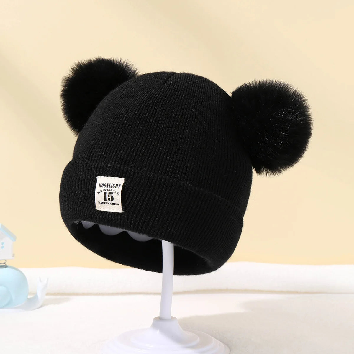 Baby Pom Pom Knit Beanie - Solid Color Winter Hat for Boys and Girls - photo 9