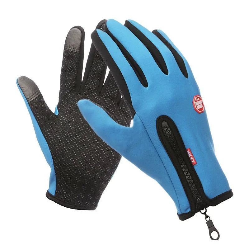 Unisex Touchscreen Winter Gloves, Windproof Zipper Gloves