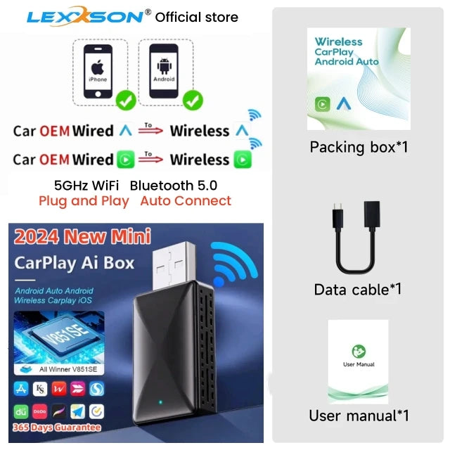 Wireless CarPlay & Android Auto Adapter (Universal Multi-Brand)