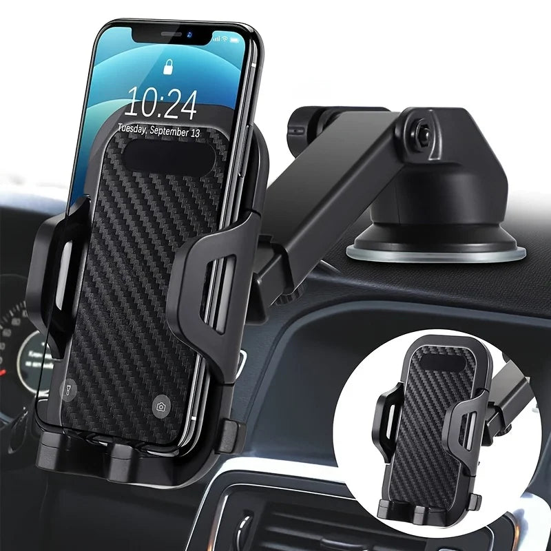 Suction Cup Car Phone Holder Mount - Dashboard Bracket Stand Compatible with iPhone, Samsung, Xiaomi and Huawei