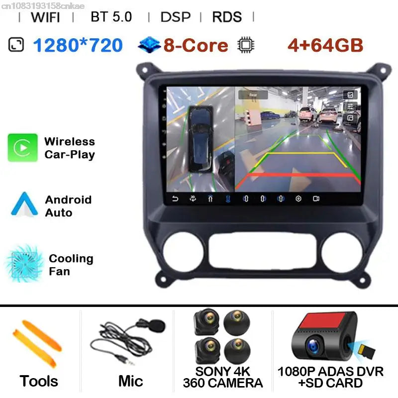Car Radio Android 15 For Chevrolet Colorado 2014 - 2018 For Silverado GMC Sierra VIA Vtrux Truck 2014 - 2018 Carplay Stereo Auto